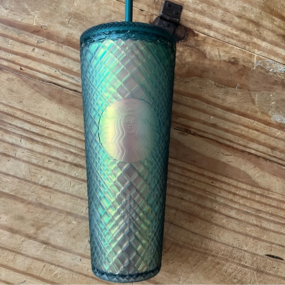 Starbucks Other - Fall 2023 Starbucks Soft Touch Jeweled Green/Gold Cold Cup Tumbler Venti 24oz